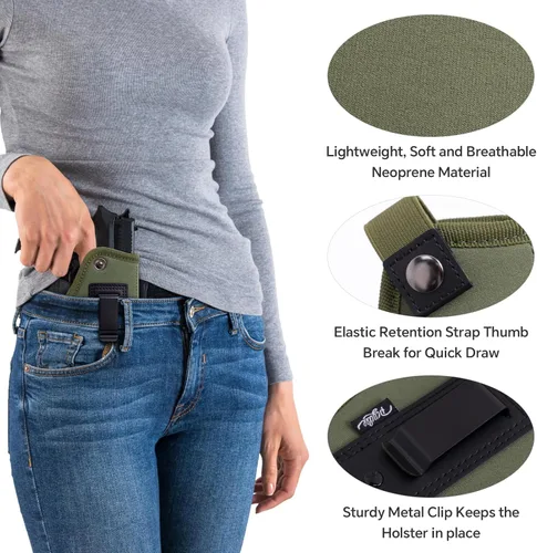 Vista 4 de Funda para pistola para mujer, funda de transporte oculta para pistolas universal IWB para Glock 19 26 43 Springfie XD LC9 y pistolas similares