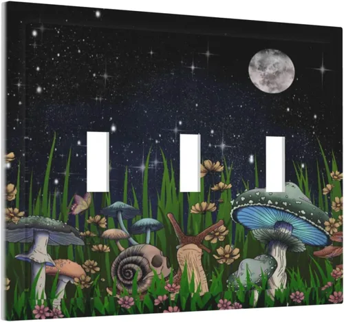 Vista 66 de Bear Moose Lodge Woodland - Placa de interruptor de luz dúplex individual de 1 banda, cubierta de salida decorativa de pared, placa frontal