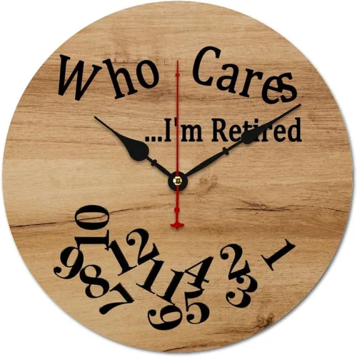 Vista 47 de Who Cares I'm Retired - Reloj de pared de madera para dormitorio, reloj de pared sin números, para colgar en la pared, sin tictac, para decoración
