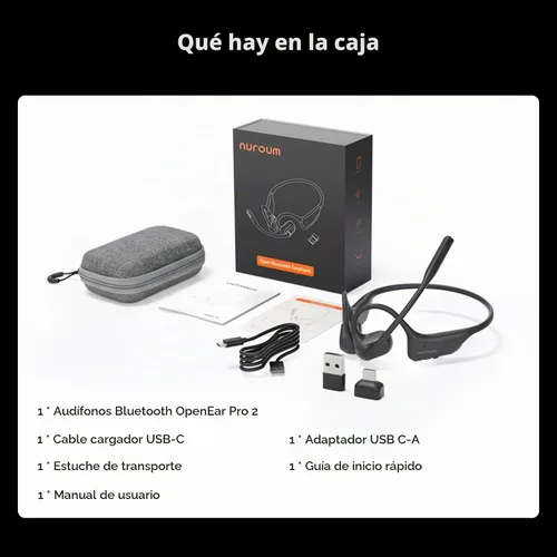Vista 9 de NUROUM OpenEar Pro 2 - Auriculares con micrófono, auriculares Bluetooth con reducción de ruido, auriculares inalámbricos para el trabajo, conexión