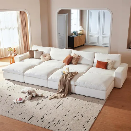 Vista 11 de Cloud Couch Sectional - Sofá seccional modular de gran tamaño de 110.2 pulgadas con asientos profundos, cómodo sofá de nube blanca con funda lavable