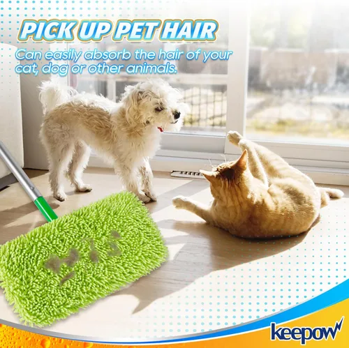 Vista 4 de KEEPOW Paños de barrido en seco reutilizables compatibles con Swiffer Sweeper, paños de trapeado húmedos lavables, almohadillas de trapeador