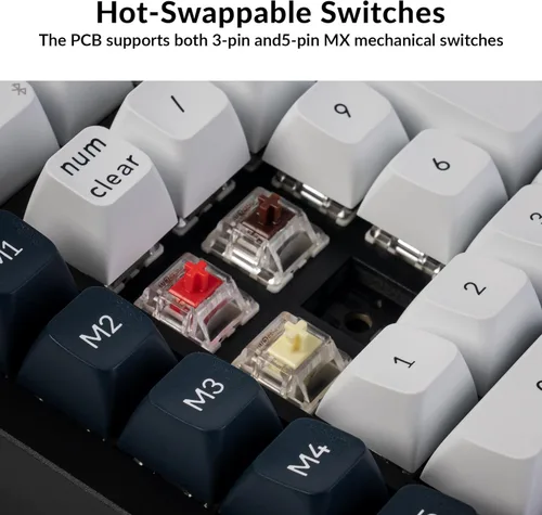 Vista 3 de Keychron Q0 Max - Numpad mecánico inalámbrico personalizado, 2.4 GHz/Bluetooth 5.1/bloc de números QMK con cable, RGB intercambiable en caliente