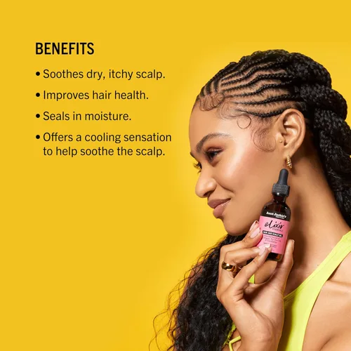 Vista 3 de Aunt Jackie's Elixir Essentials Aceite para el cabello y el cuero cabelludo, colágeno, aceite de árbol de té y eucalipto, espesa y apoya