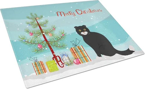 Vista 12 de Caroline's Treasures CK4739LCB Abyssinian Cat Merry Christmas Glass Cutting Board Large Decorative Tempered Glass Kitchen Cutting and Serving Board