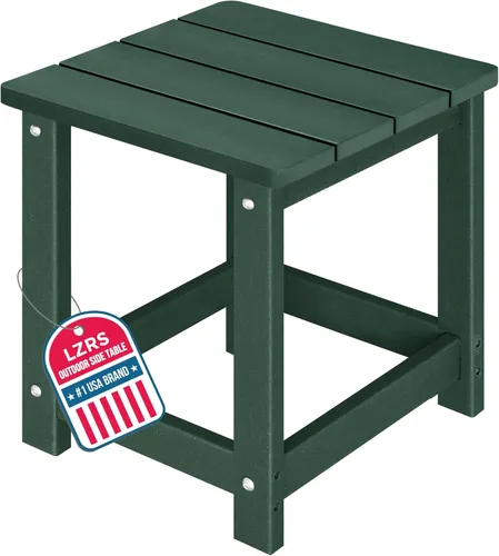 Vista 46 de LZRS Mesa Lateral Redonda Adirondack para Patio Mesa de Esquina, Mesas Laterales para Exteriores para Patio, Jardín, Piscina, Complemento