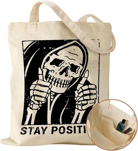 Vista 11 de Miss Adola Canvas Tote Bag with Pocket - Aesthetic Cute Canvas Bag for Women Shoulder Totes for Shopping, Work, Gym