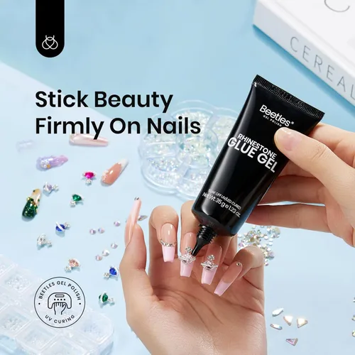 Vista 6 de Beetles - Kit de extensión de uñas de gel fácil con 500 puntas de uñas de gel suave, forma de ataúd 2 en 1, base de pegamento de uñas y lámpara LED