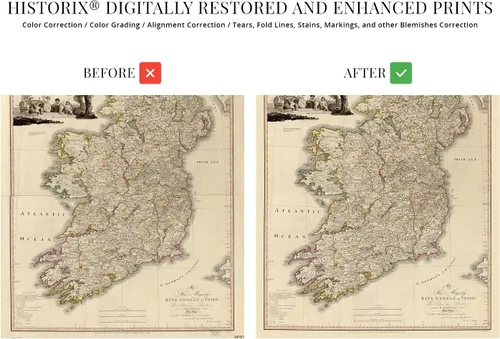 Vista 3 de HISTORIX Póster vintage de 1797 con mapa de Irlanda Arte de pared vintage de 24 x 30 pulgadas Mapa histórico de Irlanda Impresión de mapa
