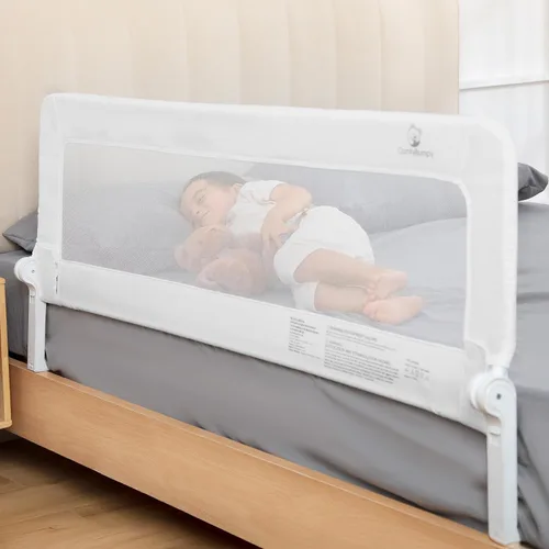 Vista 23 de ComfyBumpy Paquete de 1 riel de cama para niños pequeños de 35.5 pulgadas de largo x 19.5 pulgadas de alto, rieles de cama para niños pequeños, Azul