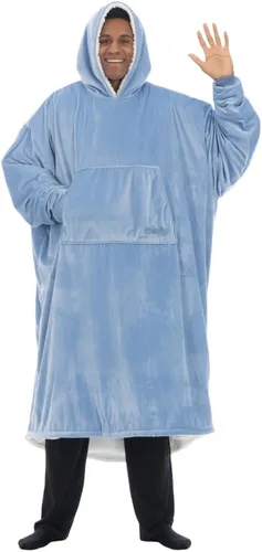 Vista 9 de THE COMFY Original - Manta de forro polar de microfibra con forro sherpa, diseño de gran tamaño con capucha y bolsillo de Shark Tank
