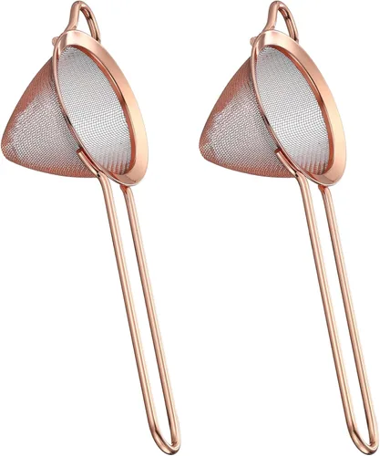 Vista 8 de Colador de cóctel de malla fina, acero inoxidable, mango largo, juego de 2 (arco iris, juego de 2)