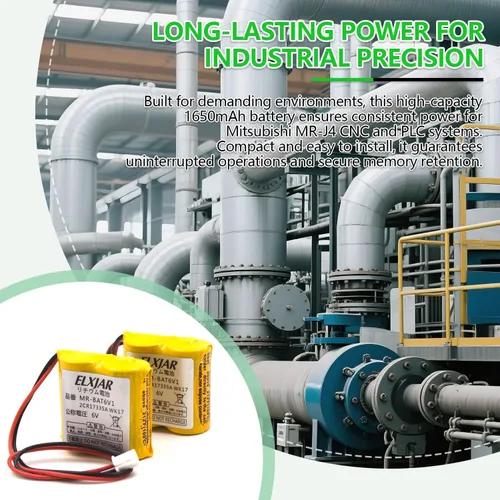Vista 4 de Coonyard Paquete de 2 baterías de dióxido de litio y manganeso de 6 V 1650 mAh MR-BAT6V1 para Mitsubishi MR-J4, sistema PLC de controlador