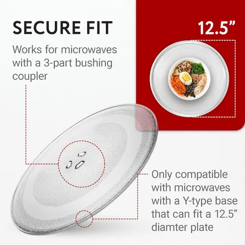 Vista 2 de IMPRESA Placa de vidrio de repuesto para microondas, repuesto transparente de placa de microondas de 12.5 pulgadas, compatible con modelos General