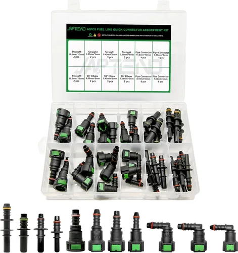 Vista 7 de Juego de Conexión Rápida de Línea de Combustible, 2 Juegos de Conectores de Liberación de Manguera de Línea de Combustible Incluyen Conector de Tubo