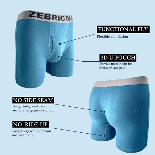 Vista 3 de men's boxer briefs, widen waistband, boxers for men, 100% Cotton, Mens Boxer Briefs, Moisture-Wicking,6-pack
