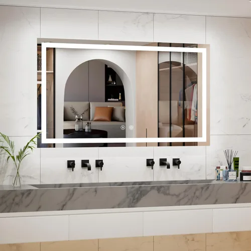 Vista 15 de Espejo LED negro de 20 x 28 pulgadas para baño con luces delanteras y traseras, ajustable de 3000 K/4500 K/6000 K, espejo de tocador de baño