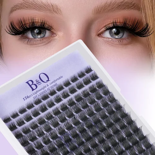 Vista 9 de B&Q Racimos de pestañas finas completos B49, racimos de pestañas 156 piezas, extensiones de pestañas cómodas en bandeja, 8-18 mm, pestañas