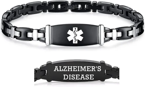 Vista 120 de LinnaLove Lady Medical Alert - Pulseras médicas de acero inoxidable para mujer, 7.5 pulgadas