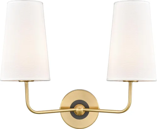 Vista 8 de DAYCENT Mid Century - Juego de dos apliques de pared dorados de 1 luz, lámpara de pared moderna con pantalla de tela, apliques de latón con cableado