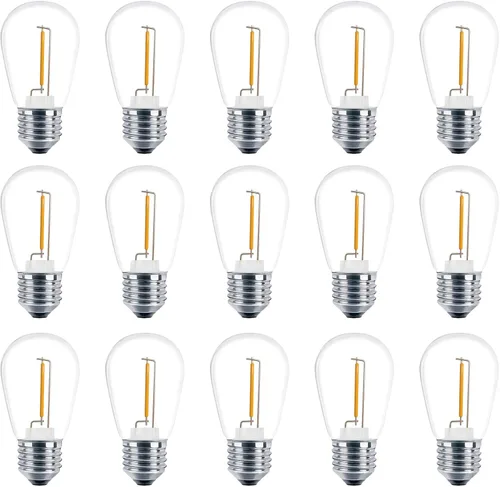 Vista 12 de Bombillas LED de luz de cadena S14 de color, paquete de 24 bombillas de 1 W, de plástico irrompible e impermeable, para interiores y exteriores