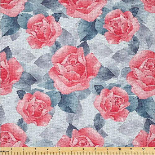 Vista 9 de Ambesonne Ivy Leaves Fabric by The Yard, Contemporary Design of Fantasy Themed Dreamy Leafy Pattern on Dark Back, Microfiber Fabric for Arts and