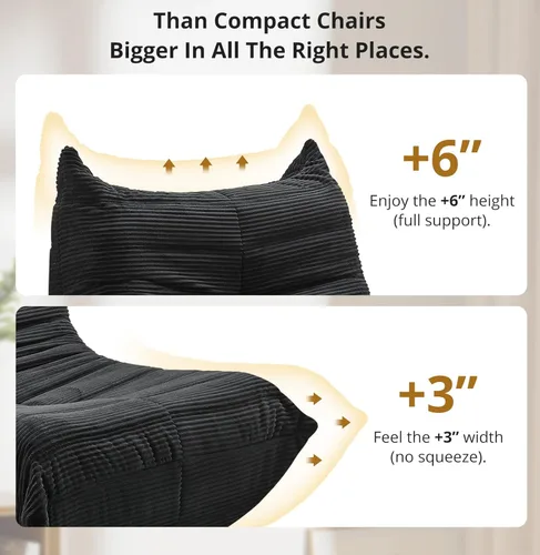 Vista 3 de Silla Puf - Sofá de Esquina, Silla de Chimenea Sofá Silla Puf, Silla Puf Grande para Adultos, Sofá de Piso de Chimenea para Sala de Estar, Amarillo