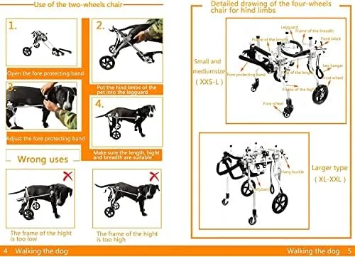 Vista 4 de Adjustable 2 Wheel Dog Wheelchair for Back Legs - Lightweight Pet Exercise Cart for Disabled & Paralyzed Pets - Assistive Mobility Aid for Dogs