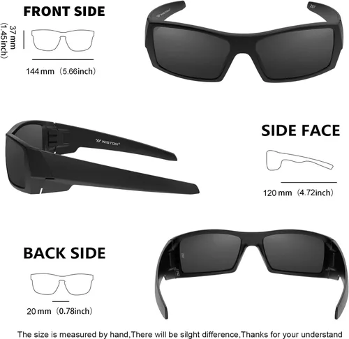 Vista 5 de WISTON Polarized Z87 Sunglasses Wrap Around Sunglasses for Men Rectangular Safety Glasses UV400 for Sport Working 8231