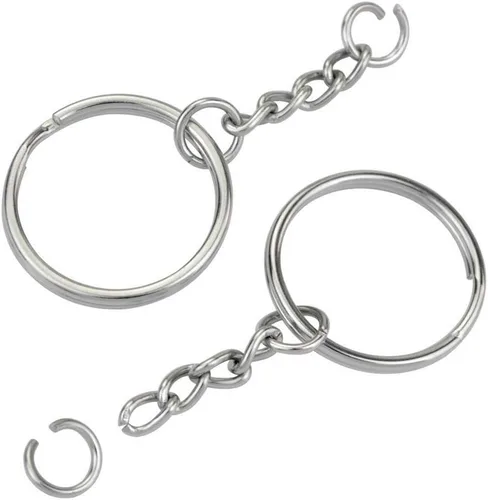 Vista 4 de KINGFOREST - Kit de 50 piezas de anillos de llave divididos con cadenas y anillos de salto - 1 pulgada de plata y níquel, suministros a granel
