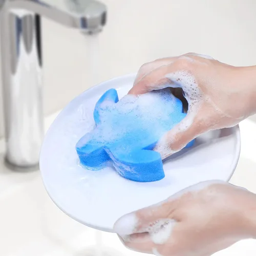 Vista 4 de Chuangdi 24 esponjas para bañera de hidromasaje, absorción de espuma de aceite de tortuga para spa y piscina (azul)