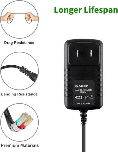 Vista 3 de Cargador adaptador de CA compatible con Casio CTK-2400 CTK-4400 CTK-2090 Cable de alimentación PSU