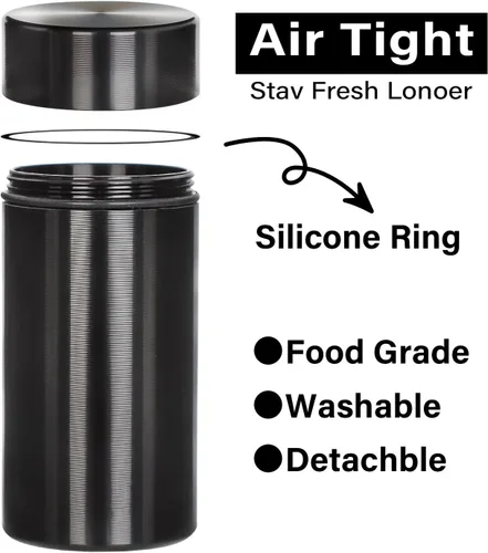 Vista 6 de Honeypuff Tarro a prueba de olores, contenedor de almacenamiento hermético portátil con anillo de silicona, botella de aluminio multiusos de 1.6 fl