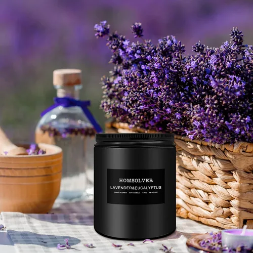 Vista 2 de Homsolver Velas de lavanda y eucalipto, velas perfumadas para el hogar, decoración del hogar, velas de aromaterapia, velas de lavanda, ideales