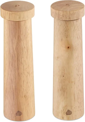 Vista 10 de Navaris Juego de molinos de sal y pimienta con bandeja, molinillos de sal y pimienta de madera de acacia ajustables con núcleo de molienda