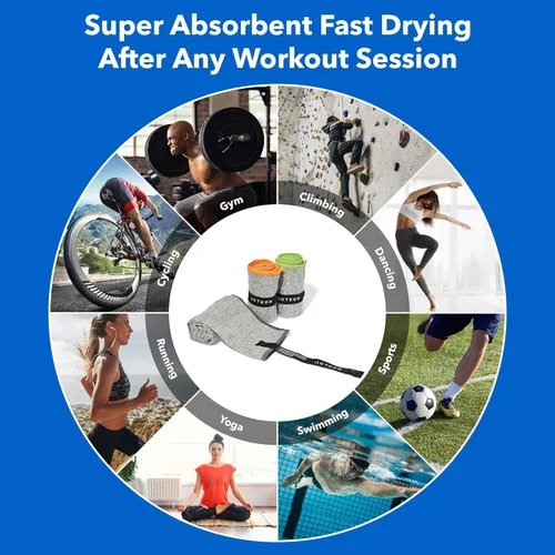 Vista 3 de Acteon Nueva Toalla de Microfibra de Secado Rápido para Gimnasio, Fibra Mega Absorbente Libre de Olor con ION de Plata, Secado Rápido, Pequeña