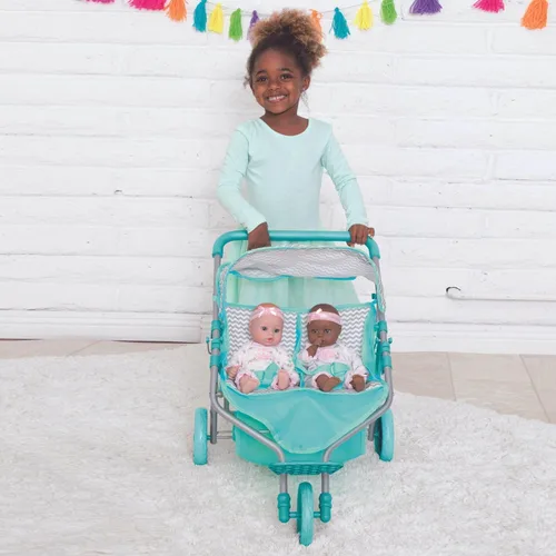 Vista 5 de Adora Elegante cochecito de muñeca Zig Zag Jogger para muñecas, cubierta solar convertible, almacenamiento de accesorios para muñecas, se adapta a