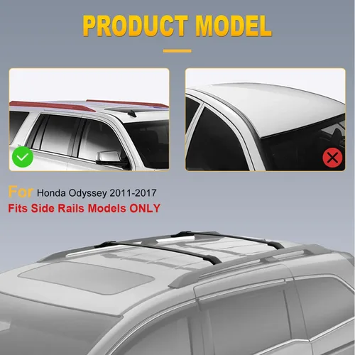 Vista 3 de OCPTY Barras transversales para portaequipajes Honda Odyssey 2011, 2012, 2013, 2014, 2015, 2016, 2017, para bolsa de carga, equipaje, kayak, canoa