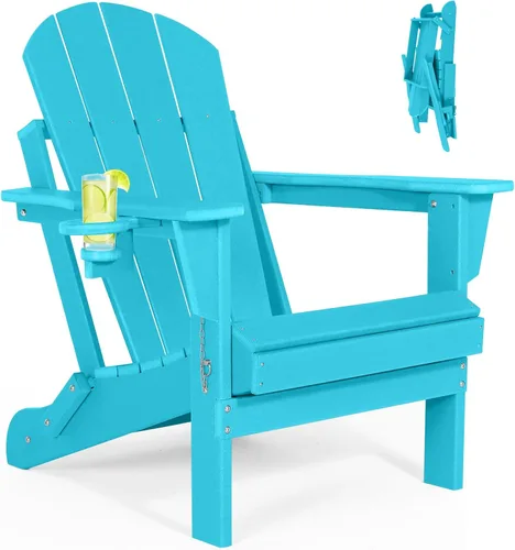 Vista 29 de Sillas Adirondack plegables – Silla Adirondack de plástico con soporte para tazas, sillas para exteriores resistentes a la intemperie
