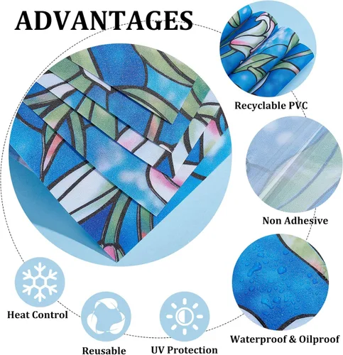 Vista 3 de GORGECRAFT 5 piezas de película de privacidad para ventana, película de vidrieras no adhesivas, películas de tintado para ventanas, calcomanías