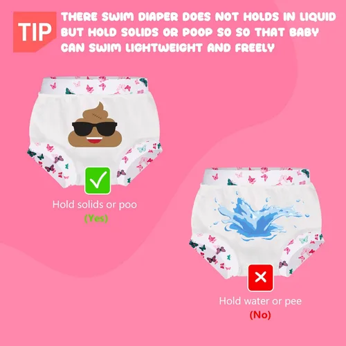 Vista 4 de BIG ELEPHANT Pañales de natación para bebé, 3 piezas, reutilizables, ajustables, lavables, impermeables, para niños y niñas, de 12 a 24 meses