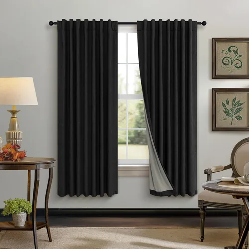 Vista 48 de Pitalk Cortinas cortas 100% opacas de lino para cafetería, 40 pulgadas de largo, 2 paneles, cortinas de puerta francesa para ventana, cortina