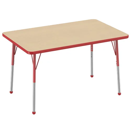 Vista 152 de FDP - Mesa rectangular para actividades escolares y de oficina (24 x 36 pulgadas), patas estándar con deslizadores giratorios, altura ajustable
