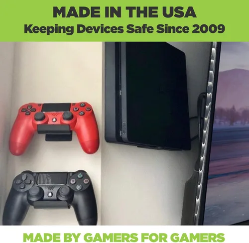 Vista 7 de HIDEit Mounts Paquete 4S Pro, soportes de pared para PS4 Slim y controlador, soportes de pared de acero para Playstation 4 Slim y un soporte