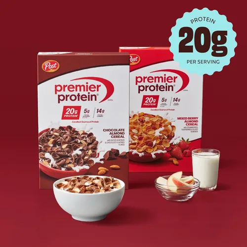 Vista 6 de Post Premier Protein - Cereal de almendras con bayas mixtas, cereales ricos en proteínas, desayuno o aperitivo rico en proteínas hecho con bayas