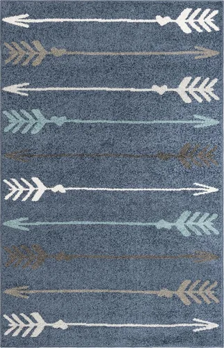 Vista 2 de Unique Loom Autumn Collection - Alfombra rectangular de 5 pies 3 pulgadas x 8 pies, color azul marino y gris Azul marino/gris