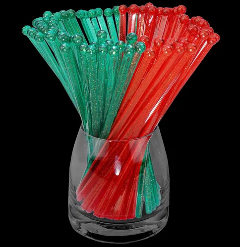 Vista 10 de hapray 50 PCS Palitos Agitadores de Plástico con Purpurina Negra y Dorada, Cake Pops de Cristal, Agitadores para Cócteles y Bebidas de Café, Palitos
