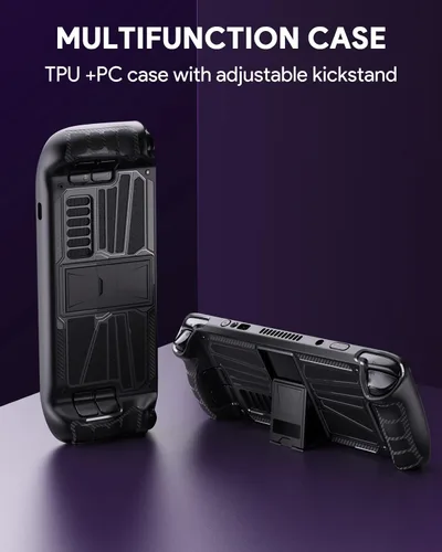 Vista 5 de Anywest Protective Case for Steam Deck, TPU and PC Protective Cover Case with Adjustable Kickstand, Four-Angle Stand Base Protector, Non-Slip