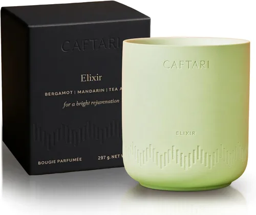 Vista 10 de CAFTARI Vela de aromaterapia de lujo Oudh, madera de cedro y pachulí 60 horas de combustión Cera de soja de coco limpia Vela vegana lista