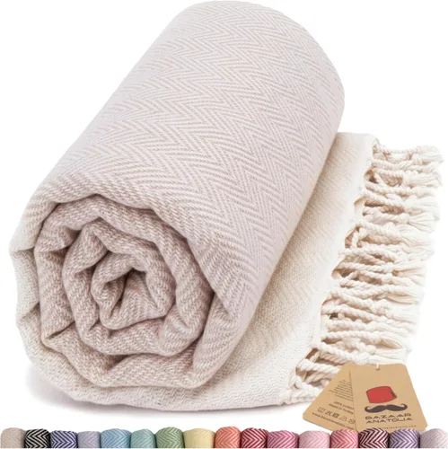 Vista 27 de Bazaar Anatolia Toalla de baño turca, 100% algodón, decoración bohemia de granja de secado rápido, manta de otoño para baño, de gran tamaño, 71 x 39
